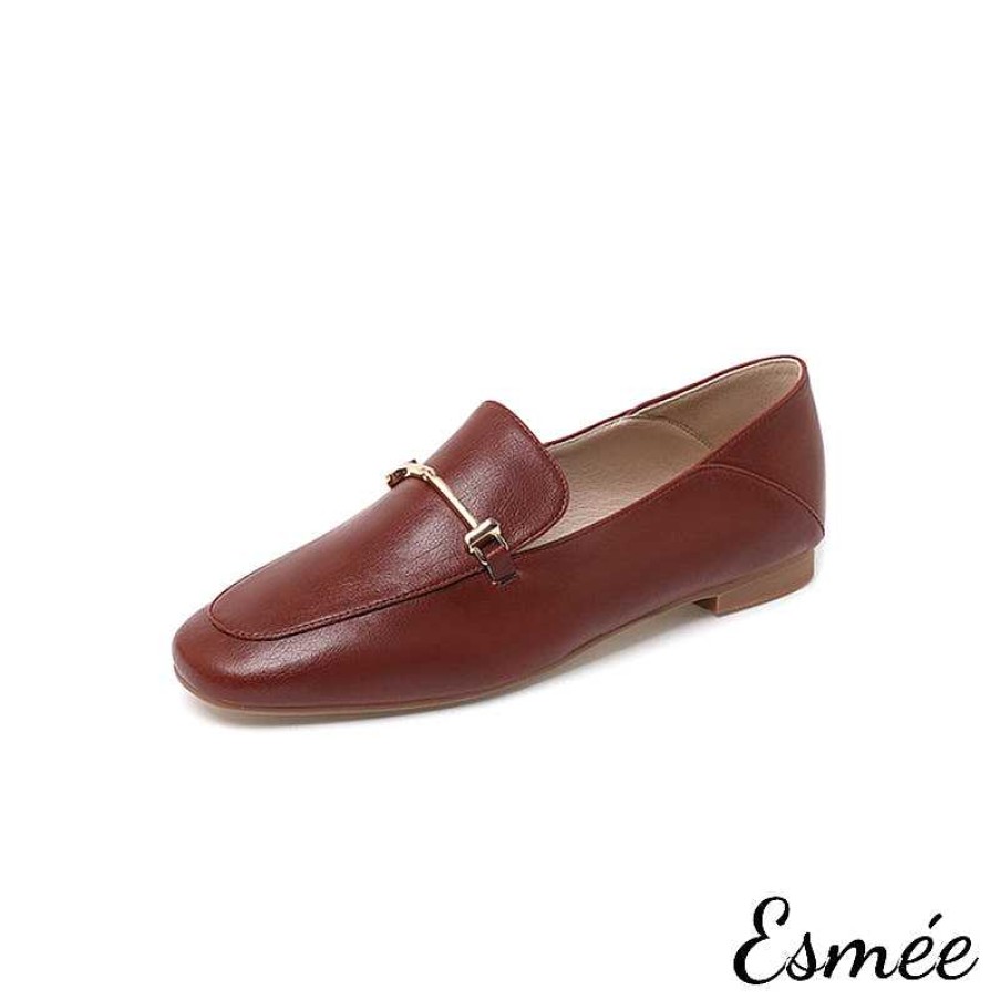 Shoes Esmée | Leather Loafers With Metal Bar Design