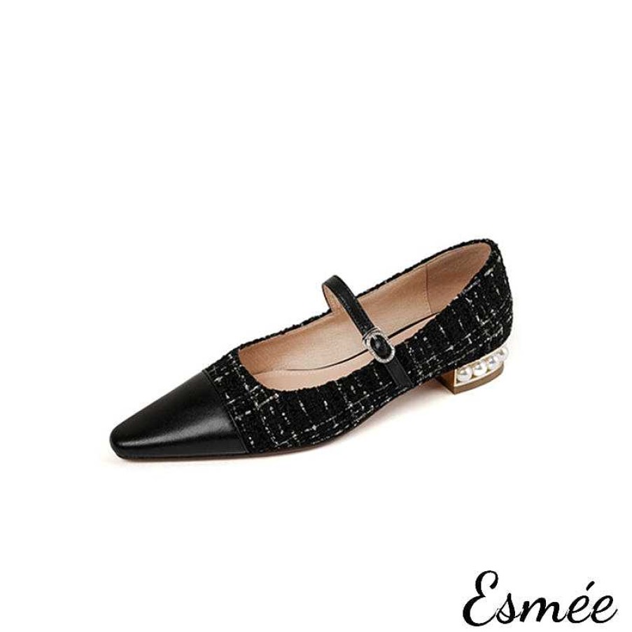 Shoes Esmée | Tweed Mary Janes With Pearl Heels