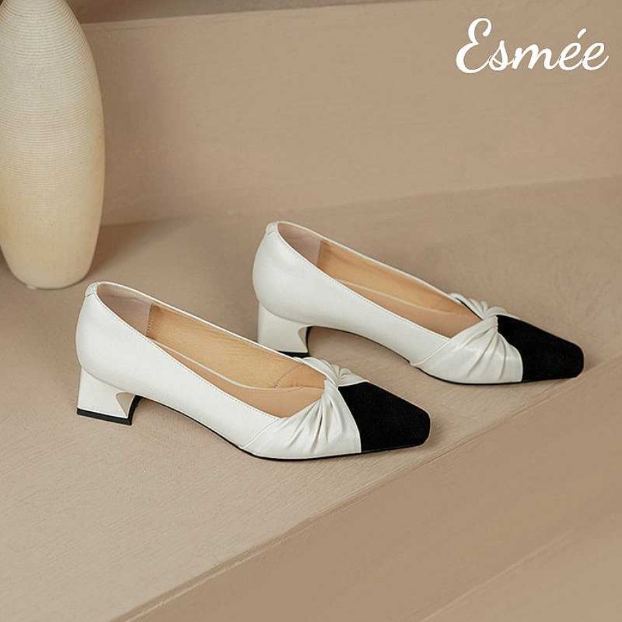 Shoes Esmée | Leather High Heels With Special Design And Toe Cap