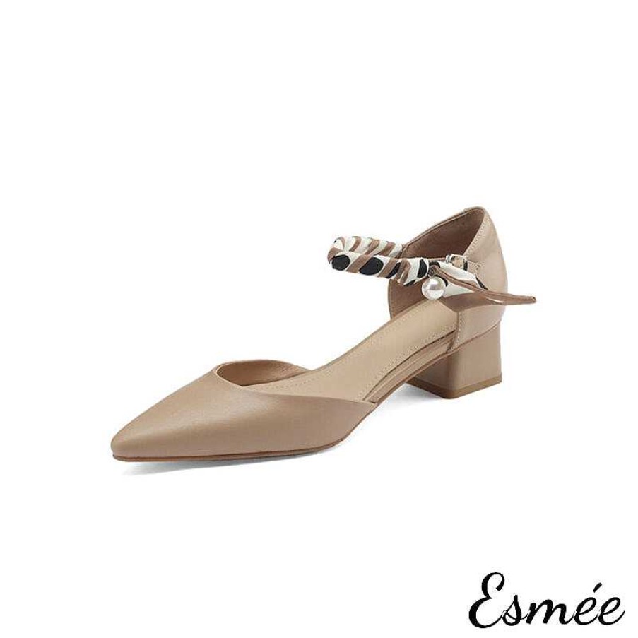 Shoes Esmée | Leather High Heel Sandals With Special Ankle Straps And Pointy Toe Des