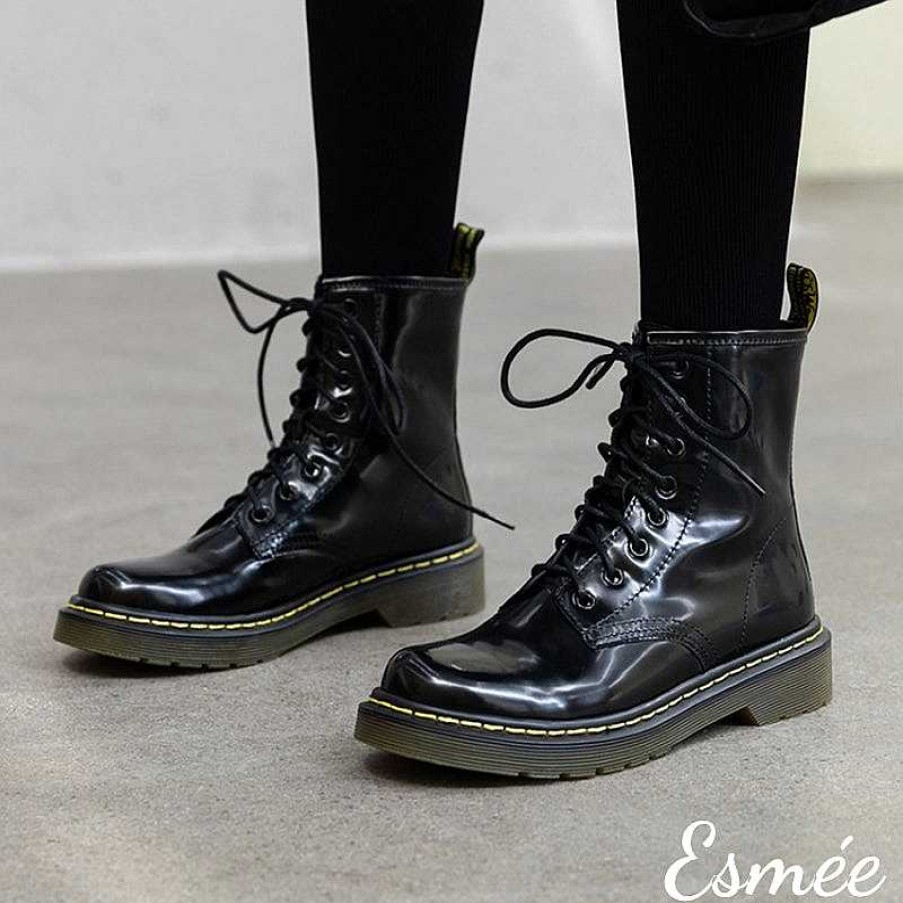 Shoes Esmée | Leather Marten Boots With Welt Design