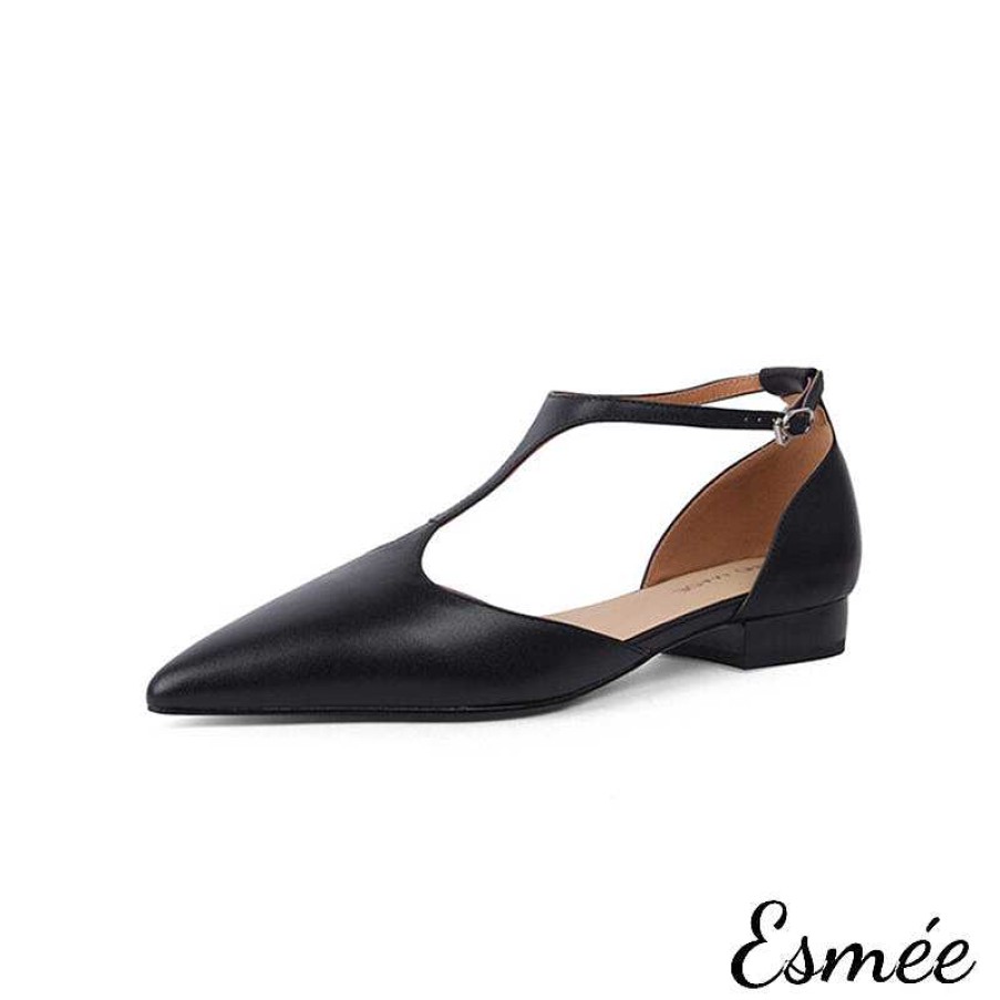 Shoes Esmée | Leather Flat T-Straps