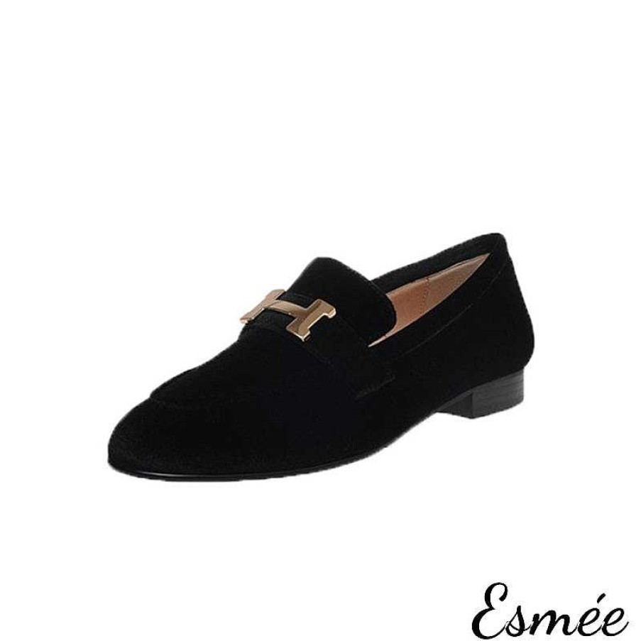 Shoes Esmée | Suede Loafers With Silver Plated Buckle