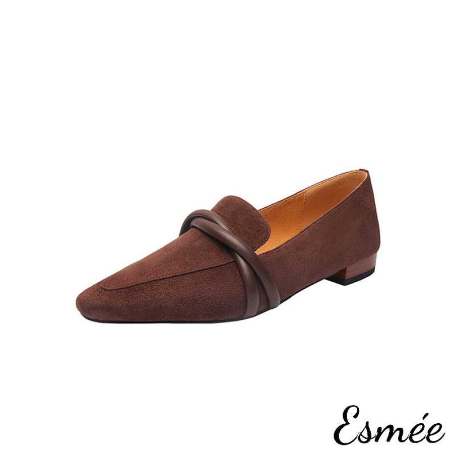 Shoes Esmée | Suede Loafers With Leather Straps Design