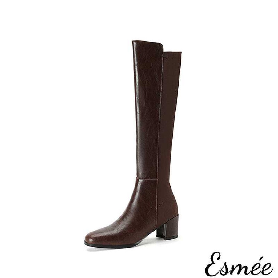 Shoes Esmée | Leather Fabrics High Heel Long Boots