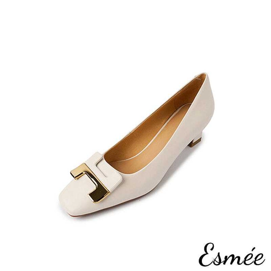 Shoes Esmée | Leather High Heels With H Metal Buckle