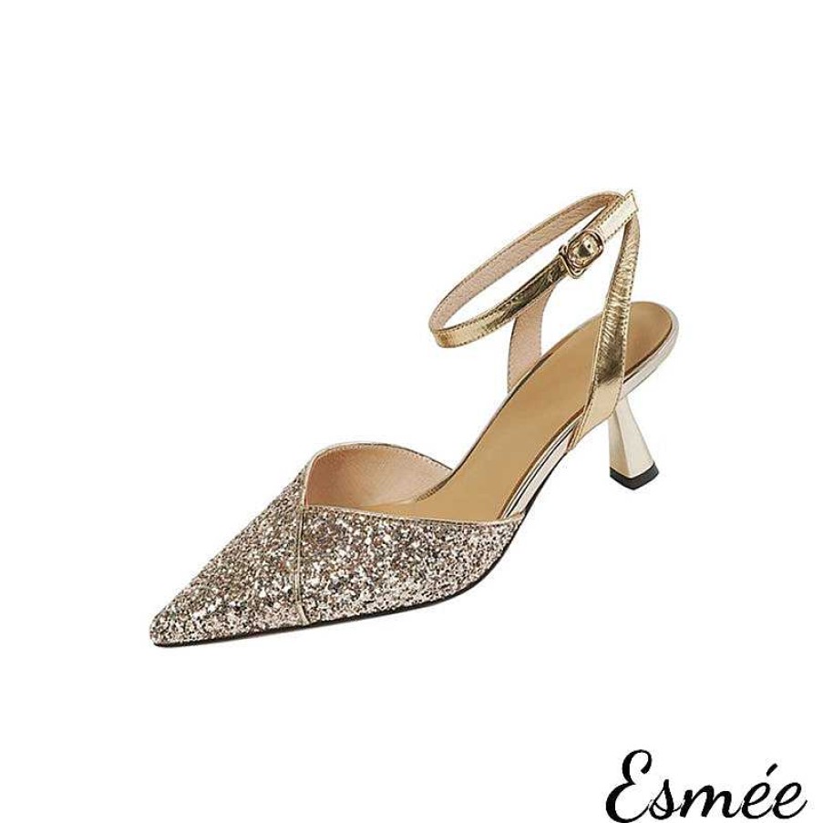 Shoes Esmée | Glitter High Heel Sandals With Ankle Straps