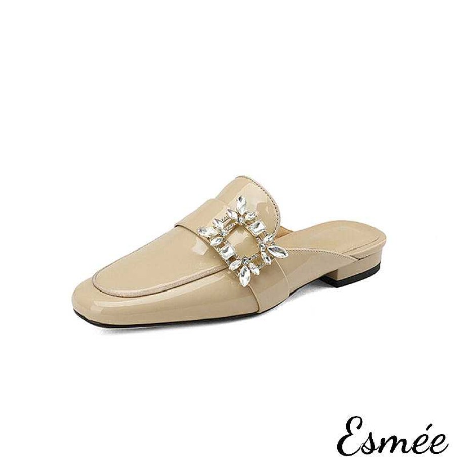 Shoes Esmée | Patent Leather Mules With Diamond Buckle