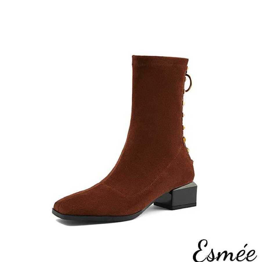 Shoes Esmée | Suede Ankle Boots With Rivets Design