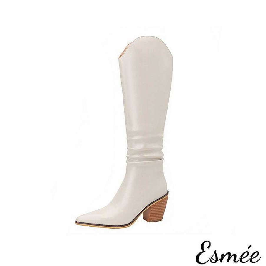 Shoes Esmée | Leather Cowboy Long Boots With Riding Heels