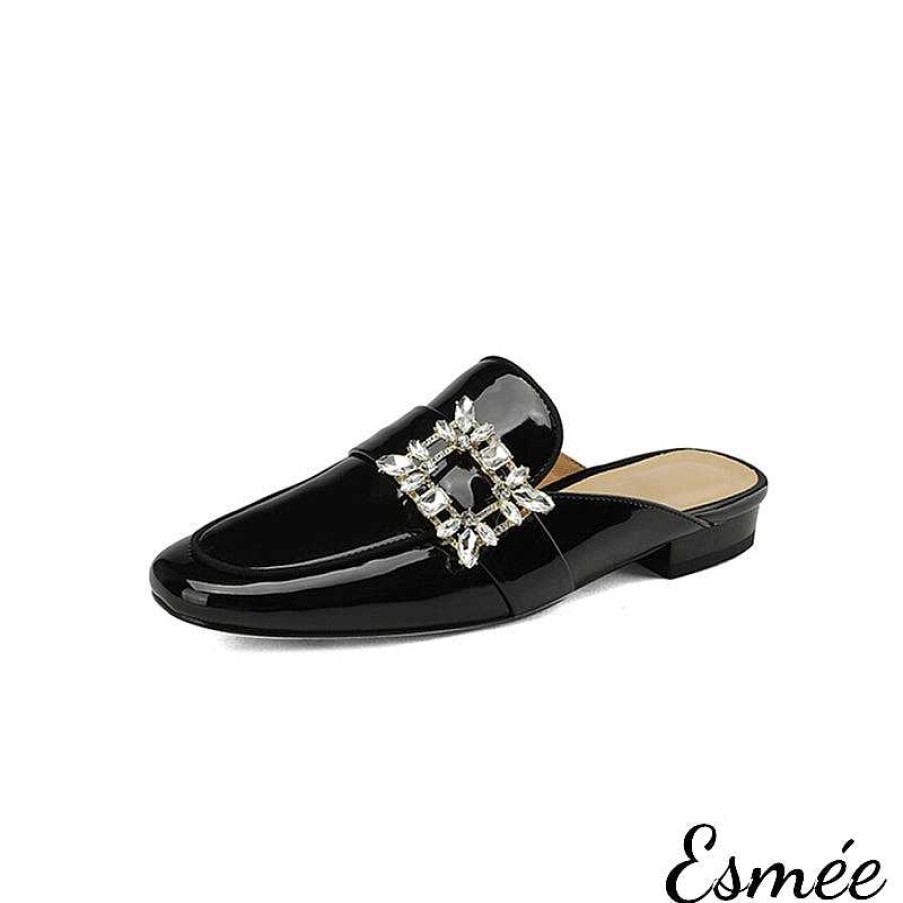 Shoes Esmée | Patent Leather Mules With Diamond Buckle