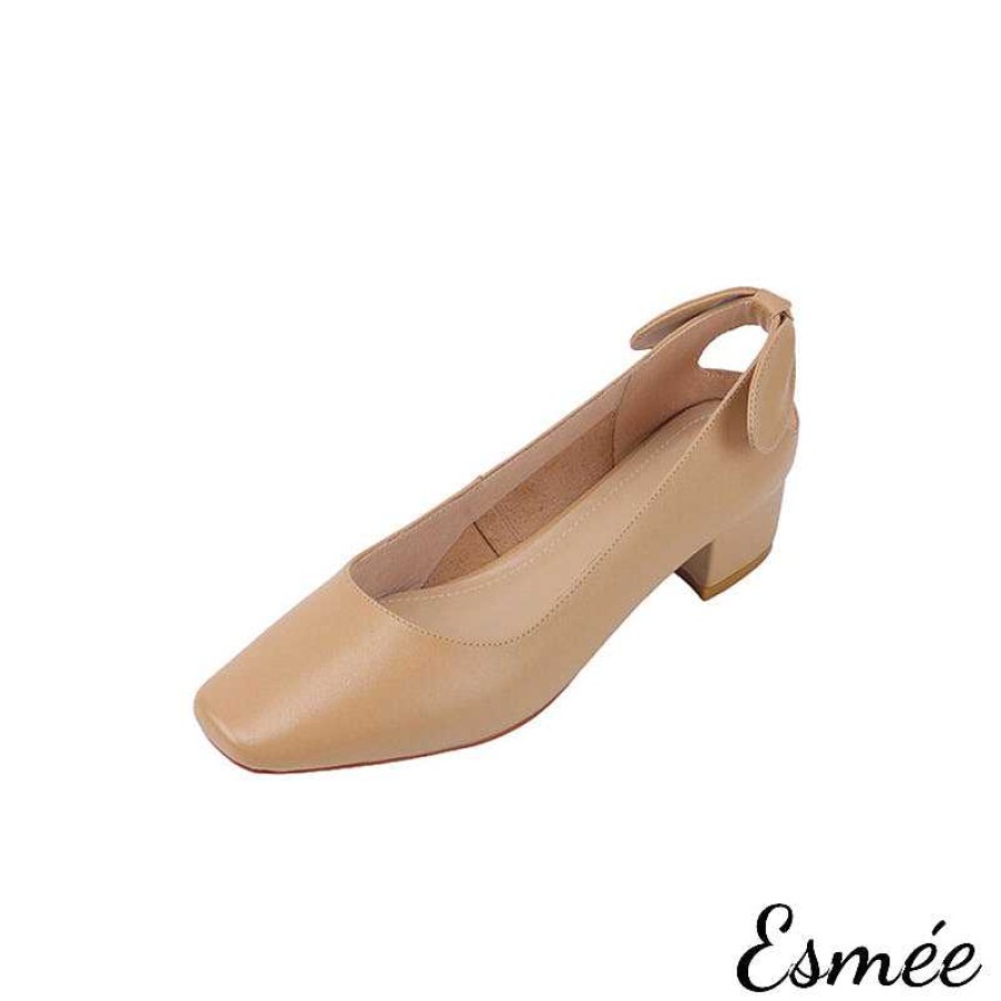 Shoes Esmée | Leather High Heels With Bow Knot Design