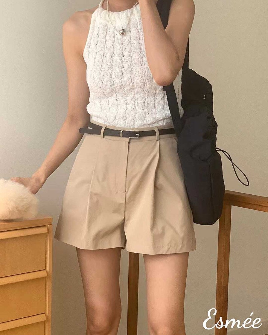 Clothing Esmée | Korean Linen Shorts With Belt