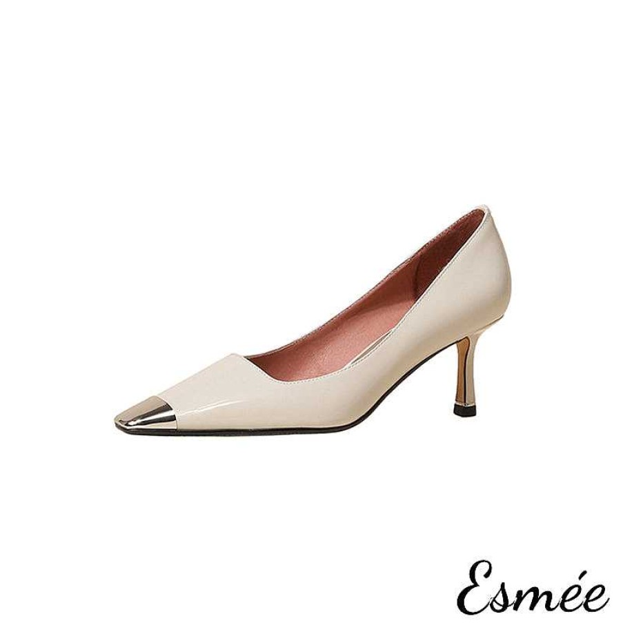 Shoes Esmée | Patent Leather High Heels With Silver Toe Cap