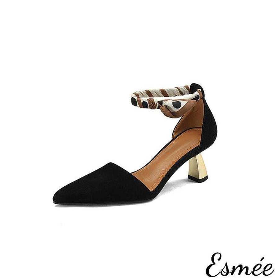 Shoes Esmée | Leather High Heel Sandals With Special Design Ankle Straps