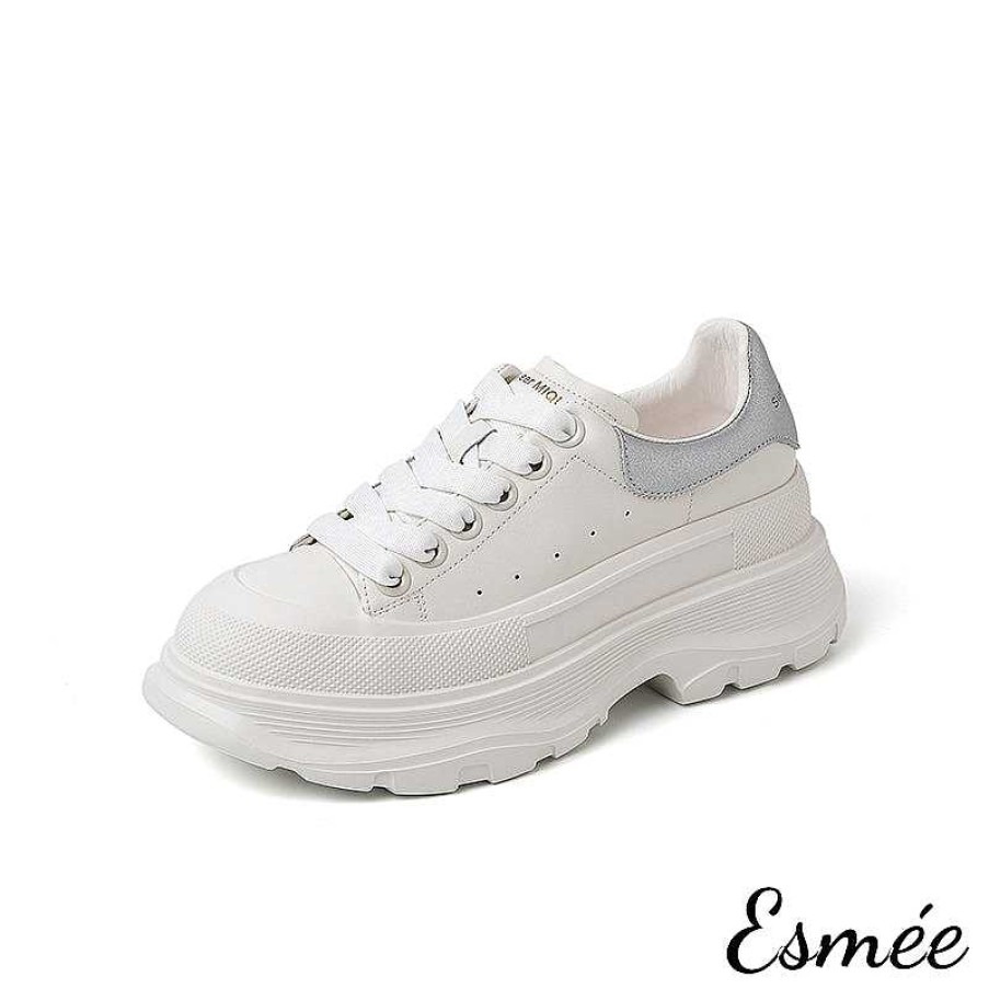 Shoes Esmée | Leather Sneakers With 4.5 Cm Platform And Heel Cap