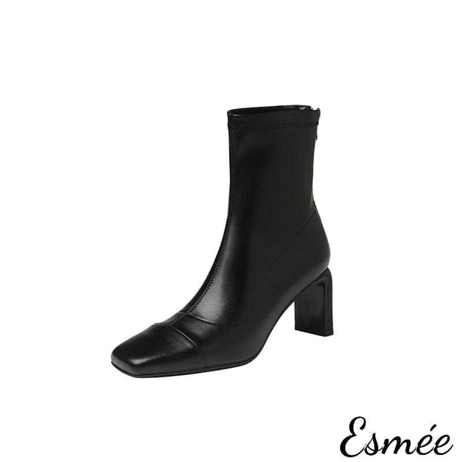 Shoes Esmée | Leather Ankle Boots With Thin Block Heels