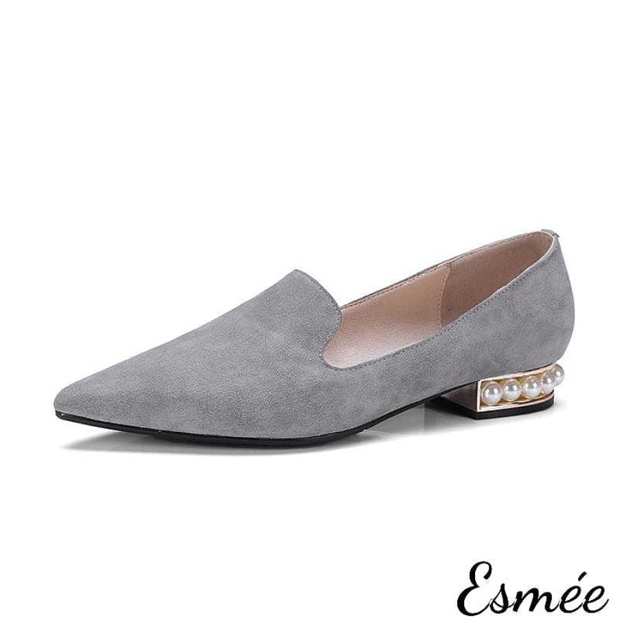 Shoes Esmée | Pearl Series - Pointed-Toe Suede Loafers