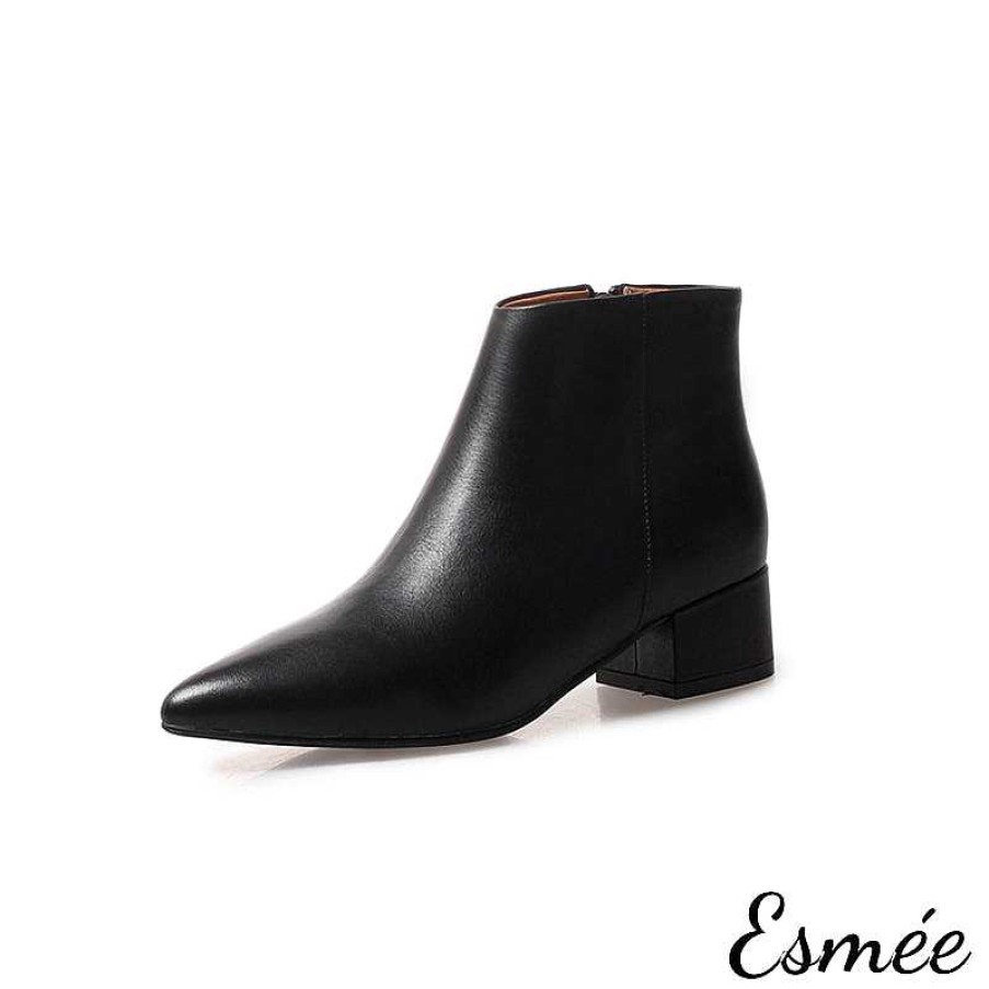 Shoes Esmée | Leather Ankle Boots With Pointed Toe Design