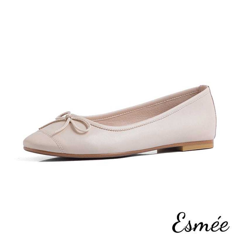 Shoes Esmée | Leather Ballet Flats With Bow Knot