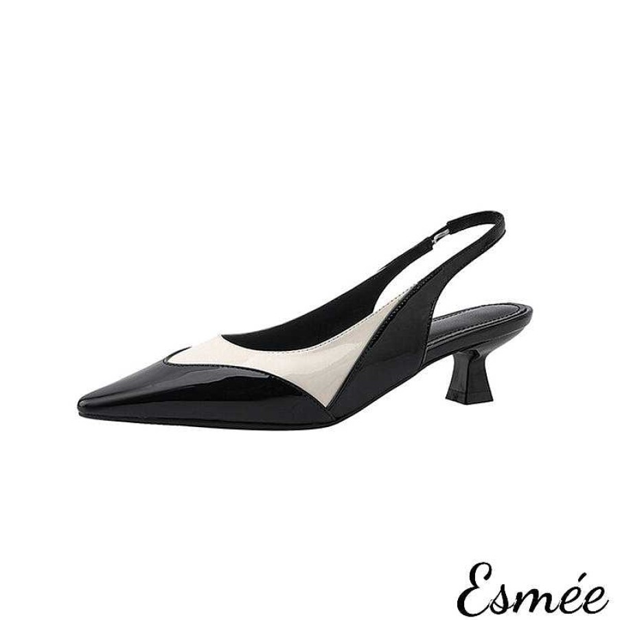 Shoes Esmée | Dual Color Leather High Heel Slingback