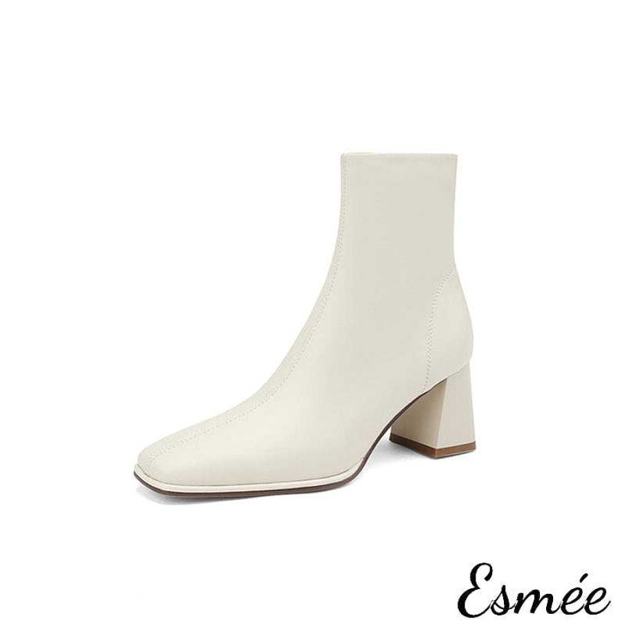 Shoes Esmée | Leather Ankle Boots With Block Heels