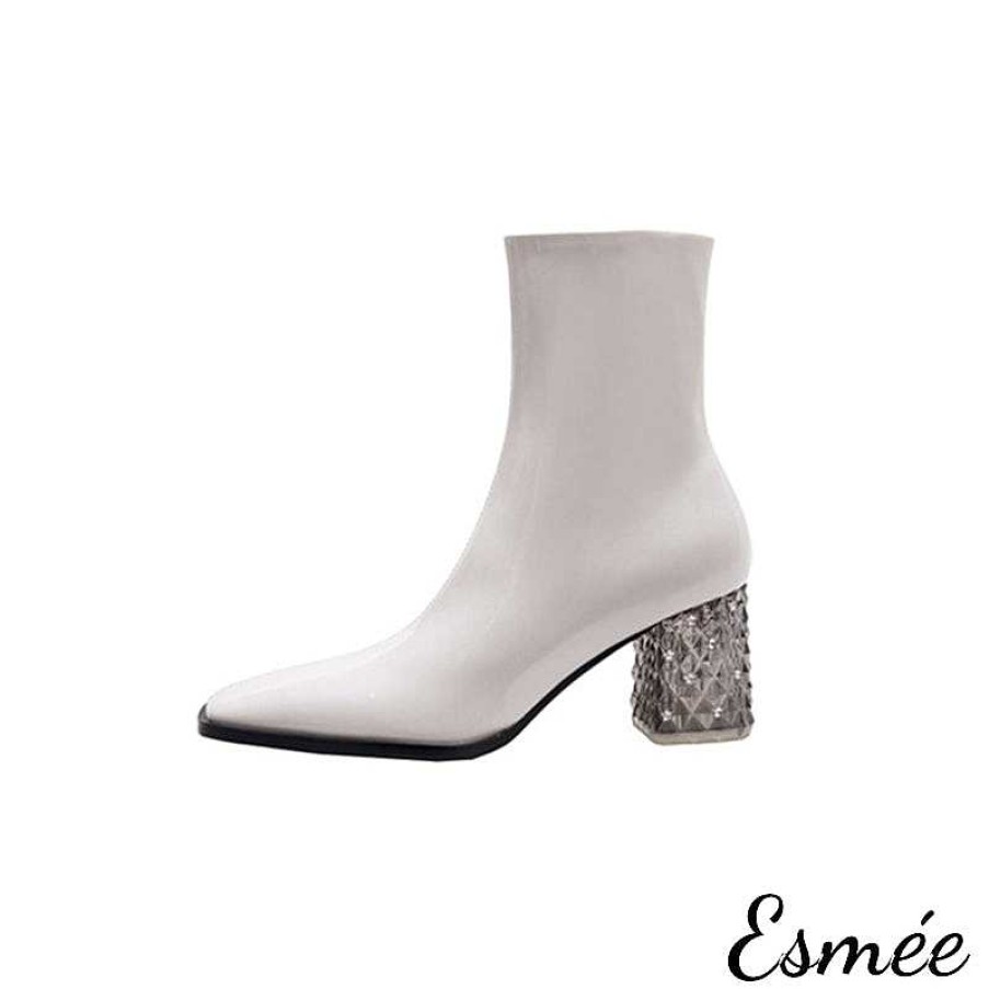 Shoes Esmée | Patent Leather Ankle Boots With Transparent Heels