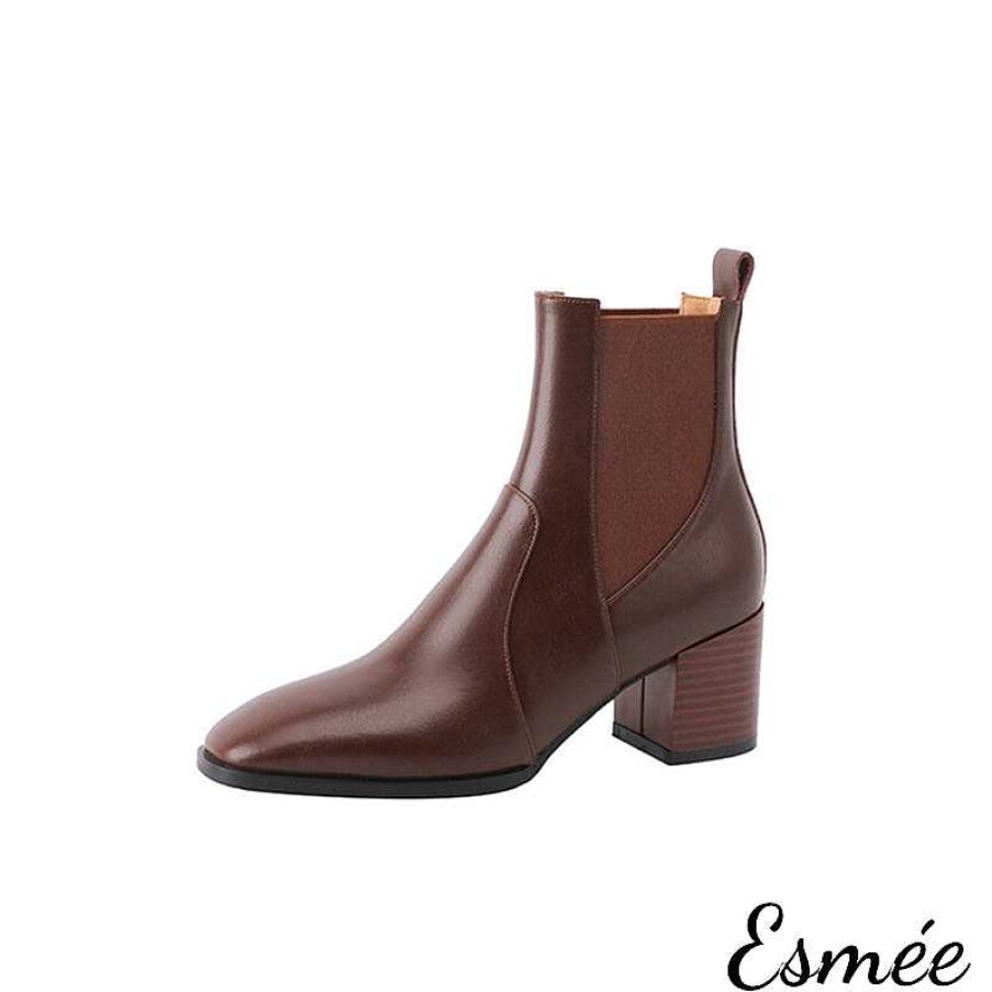 Shoes Esmée | Leather Chelsea High Heel Ankle Boots