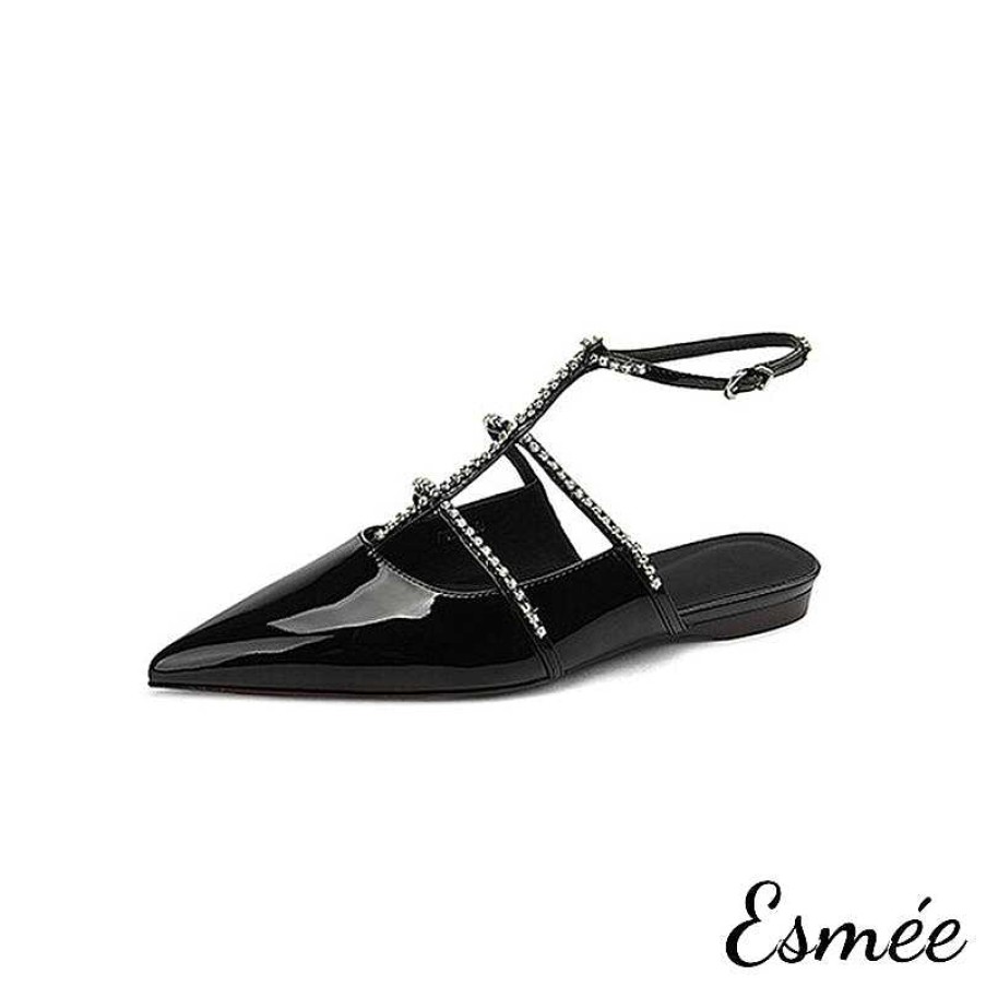 Shoes Esmée | Patent Leather Sandals With Diamond Caged Straps