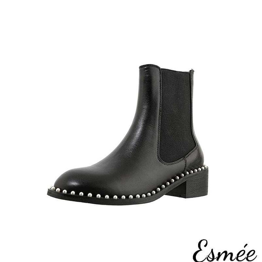 Shoes Esmée | Leather Chelsea Boots With Mini Pearl Design