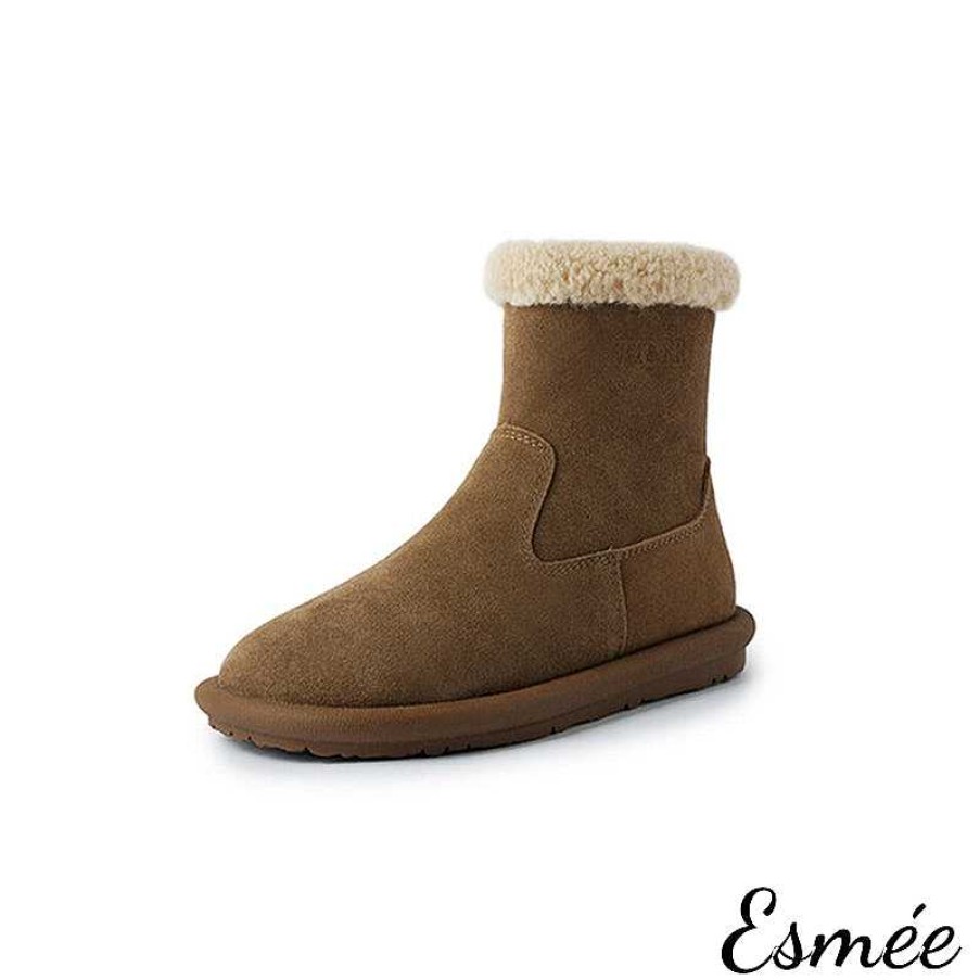 Shoes Esmée | Suede Ankle Boots With Sheep Hair Inner Lining