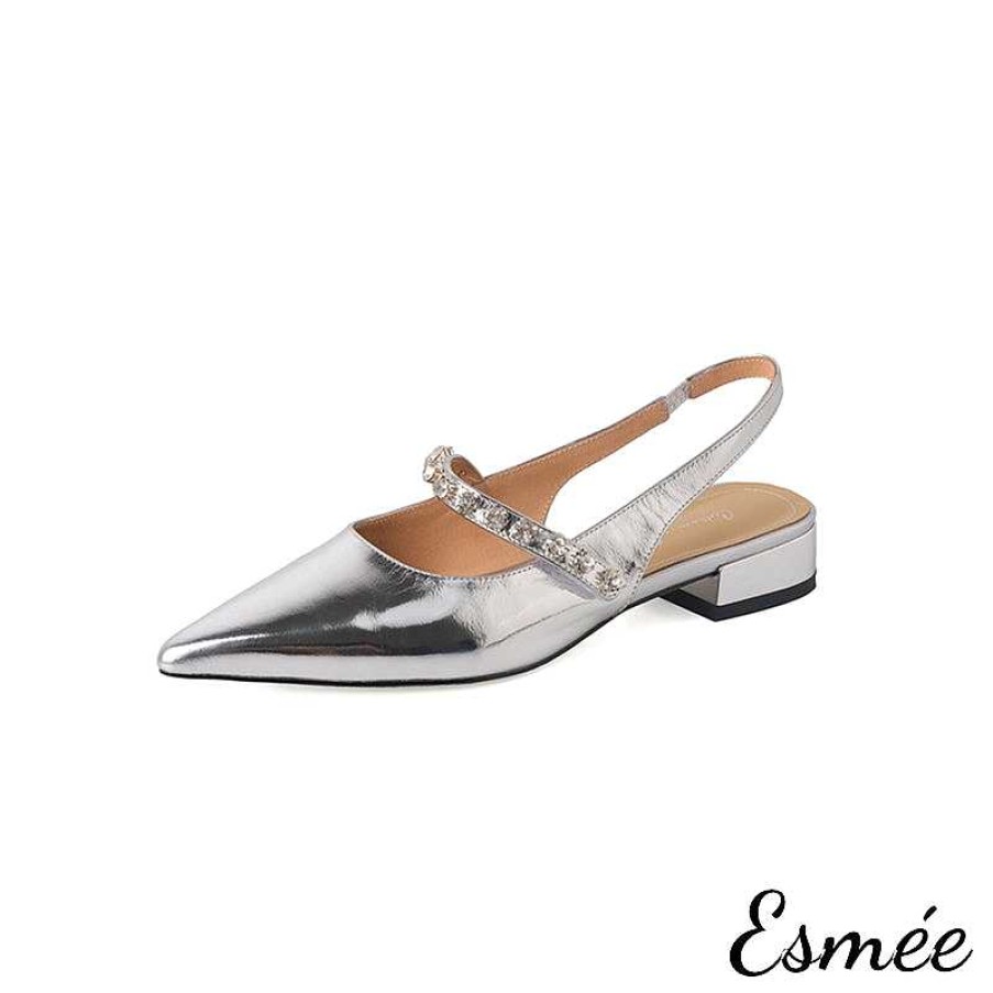 Shoes Esmée | Patent Leather Slingback With Diamond Straps