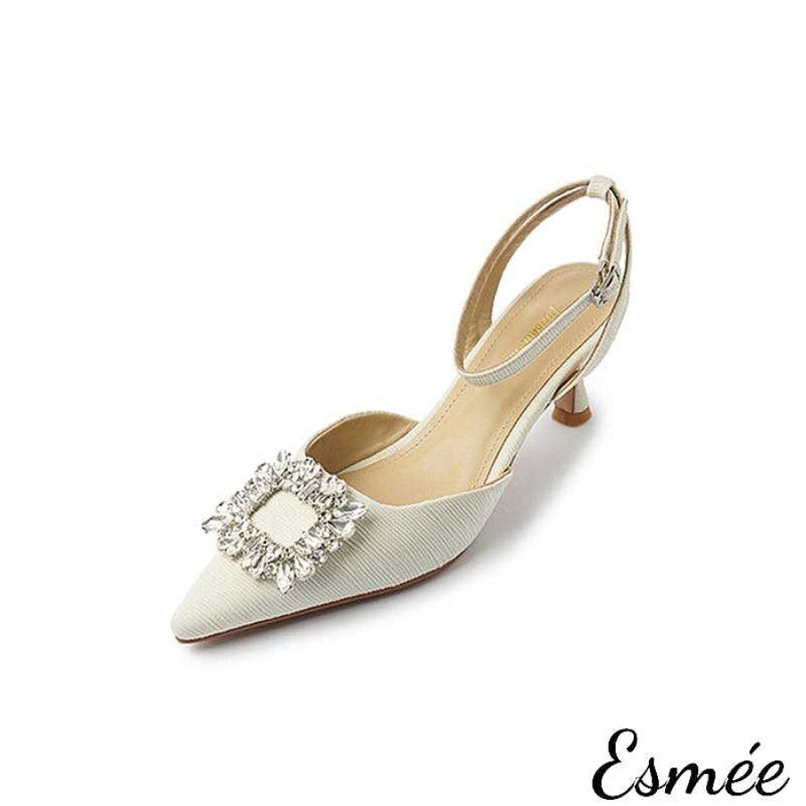 Shoes Esmée | Fabrics High Heel Sandals With Diamond Buckle