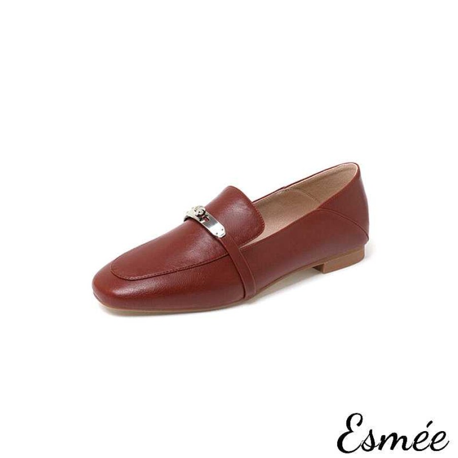 Shoes Esmée | Leather Loafers With Silver Plated Metal Buckle