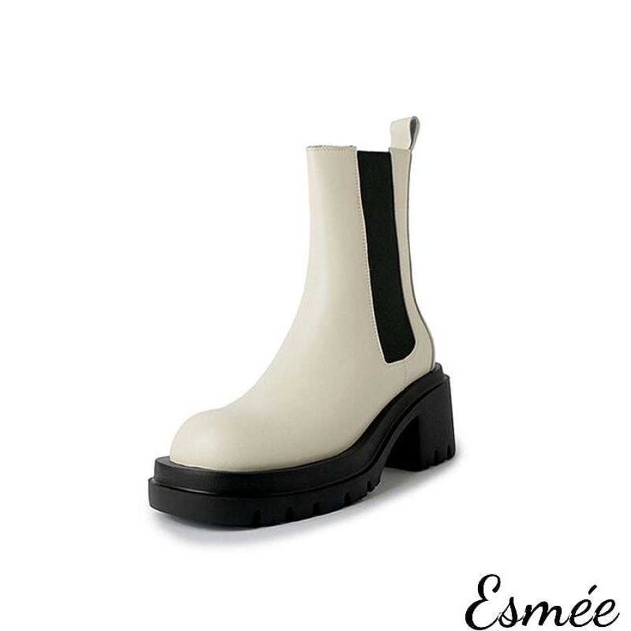 Shoes Esmée | Leather Mid Chelsea Boots With Thickened Outsole