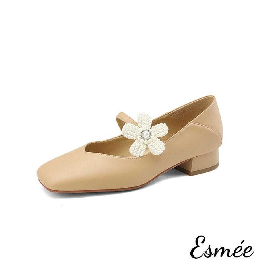 Shoes Esmée | Leather Maryjanes With Flower Buckle