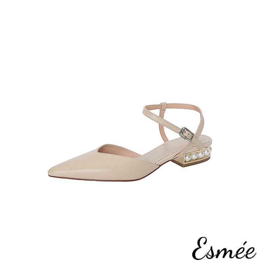 Shoes Esmée | Leather Sandals With Pearl Heels