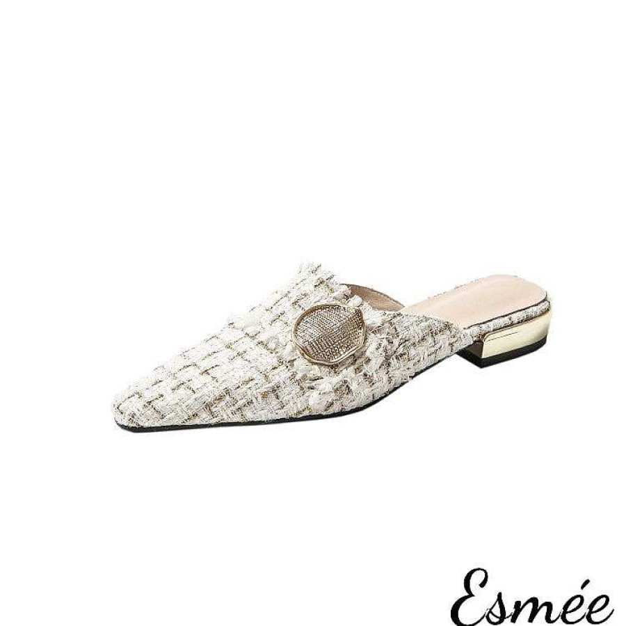 Shoes Esmée | Tweed Fabrics Pointed Toe Mules