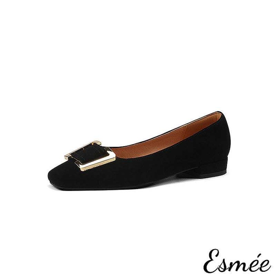 Shoes Esmée | Suede Flats With Metal Buckle