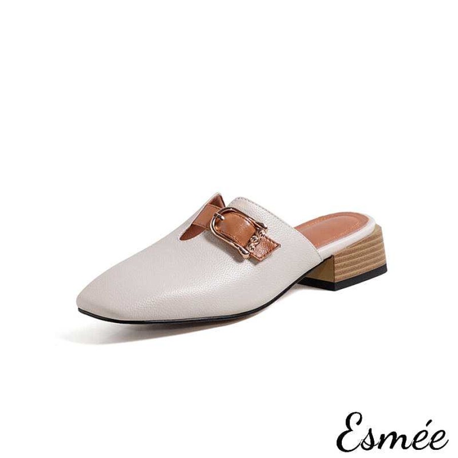 Shoes Esmée | Leather Mules With Dual Color Straps