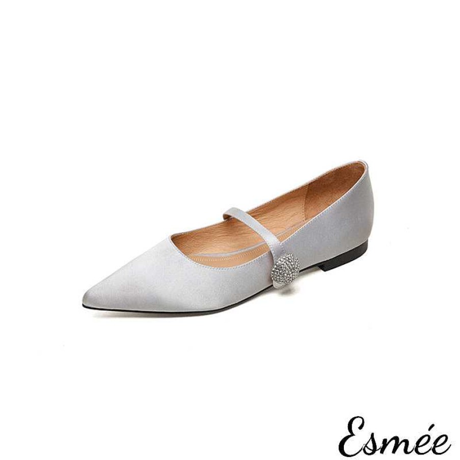 Shoes Esmée | Silk Mary Janes With Diamond Button