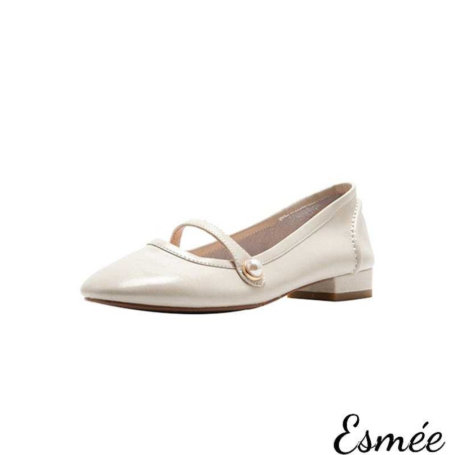 Shoes Esmée | Leather Mary Janes With Pearl Button