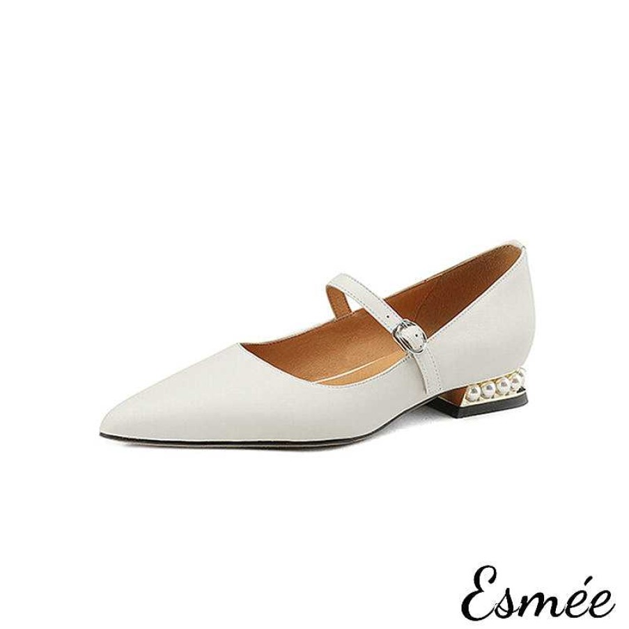 Shoes Esmée | Leather Maryjanes With Pearl Heels