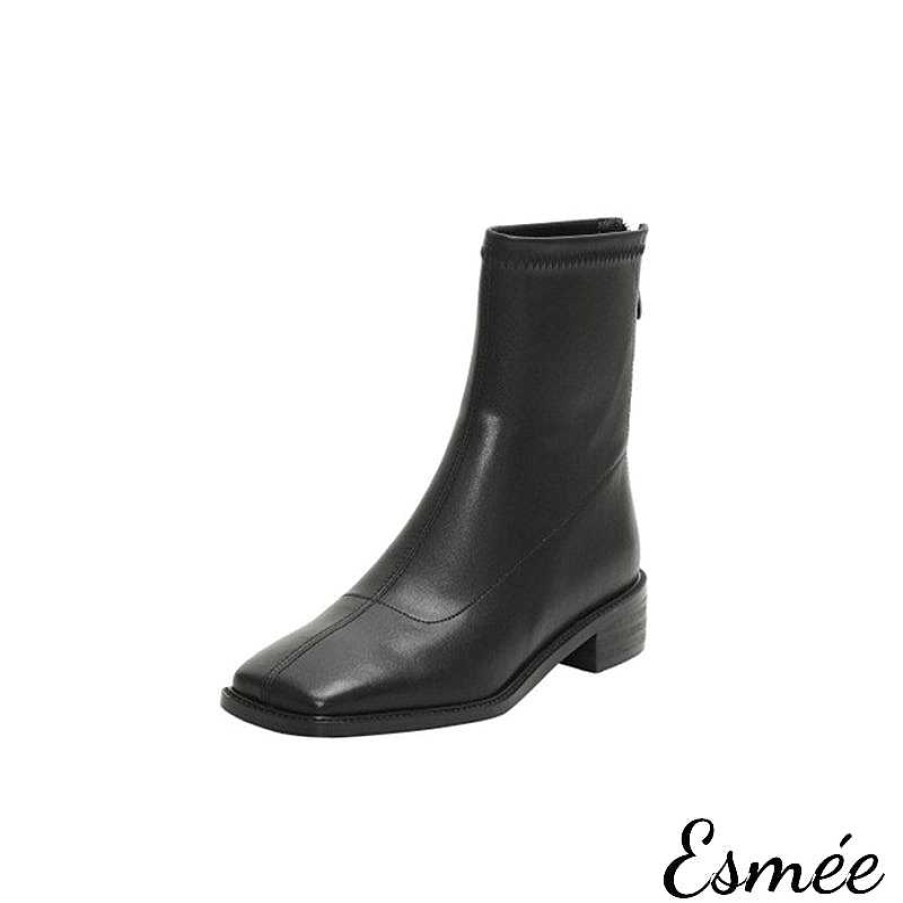 Shoes Esmée | Leather Ankle Boots With Square Toe Design