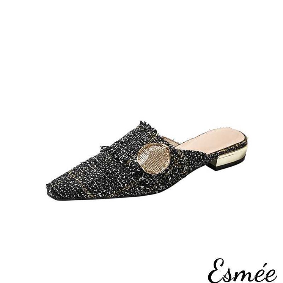 Shoes Esmée | Tweed Fabrics Pointed Toe Mules