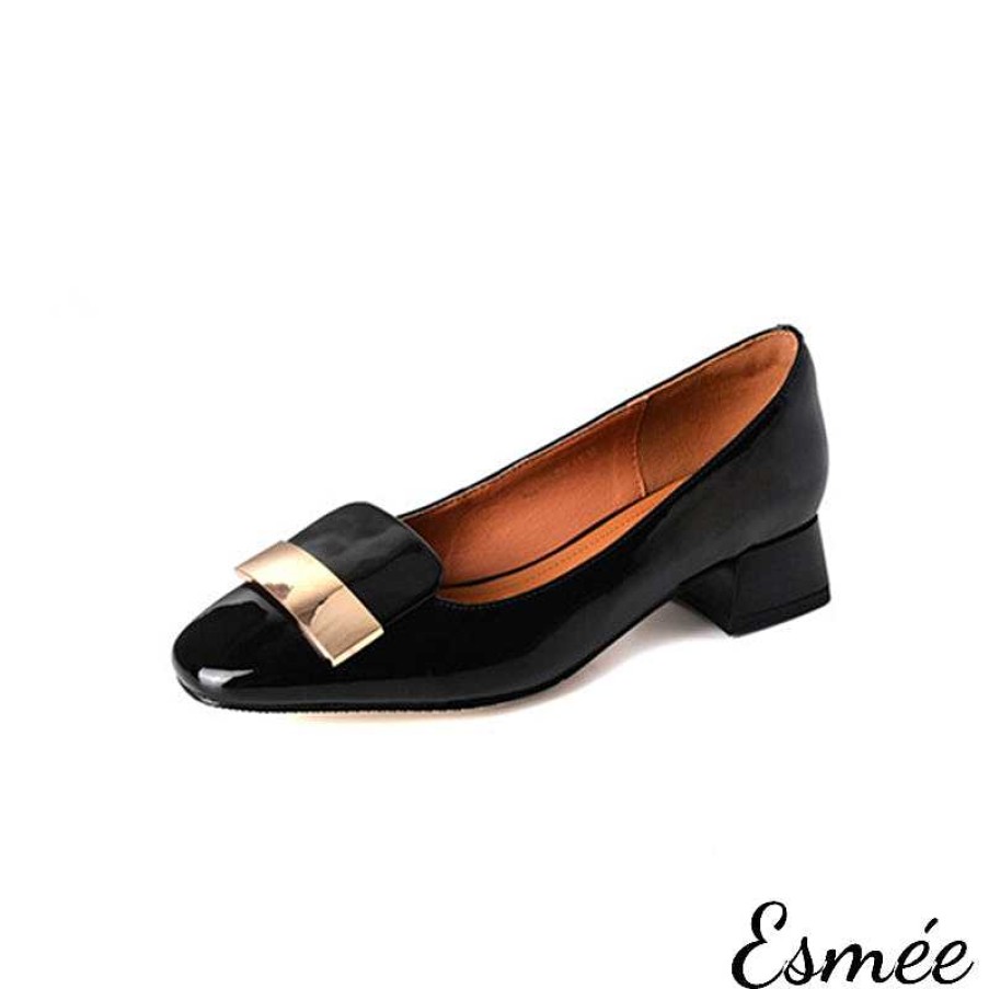 Shoes Esmée | Patent Leather Heels With Patent Leather Metal Buckle