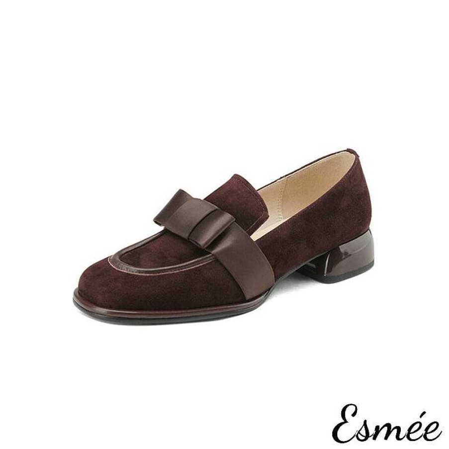 Shoes Esmée | Suede Loafers With Bow Knot Design