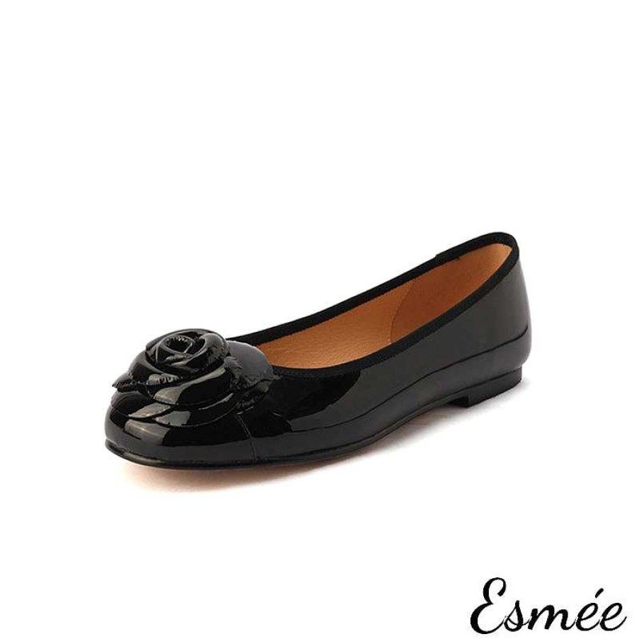 Shoes Esmée | Leather Flats With Rosebud Design