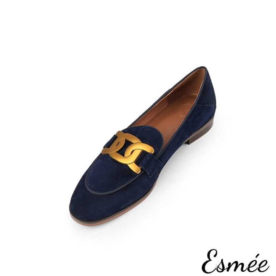 Shoes Esmée | Suede Loafers With Metal Buckle