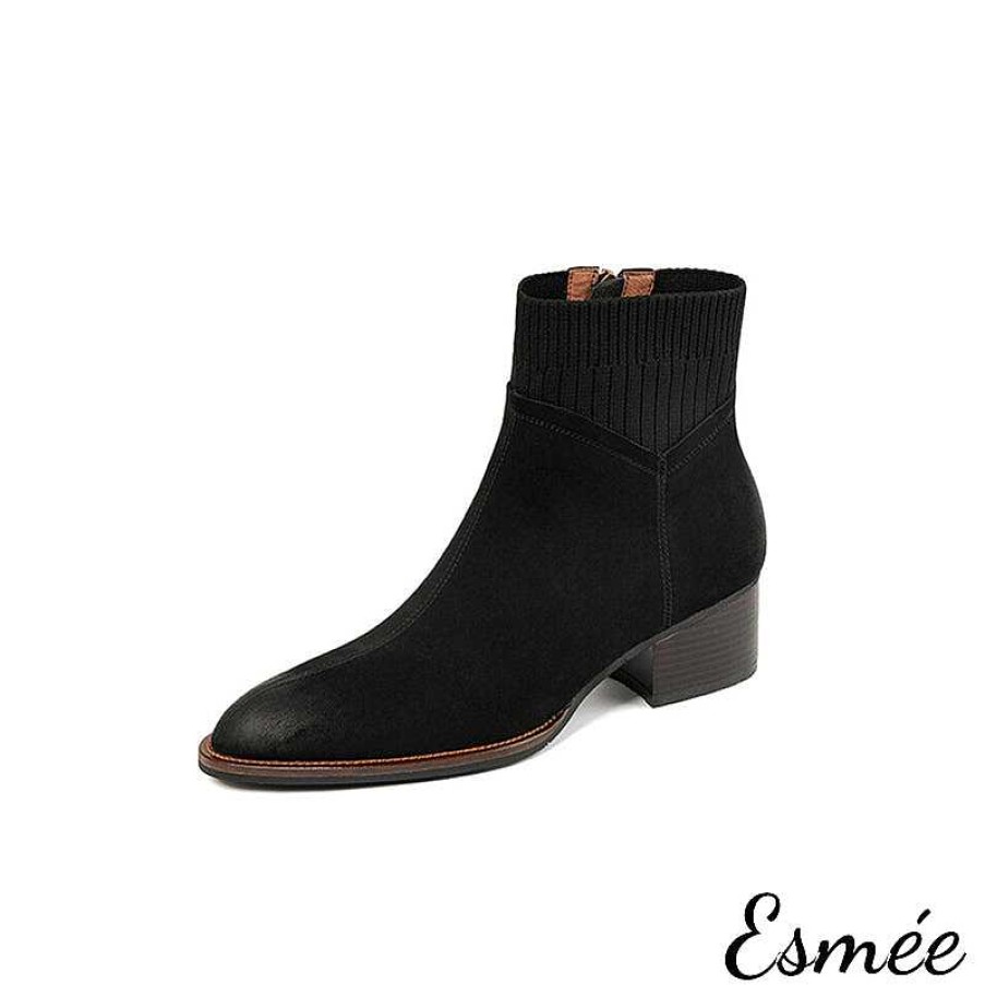 Shoes Esmée | Suede Sock Boots With Special Cutting Design